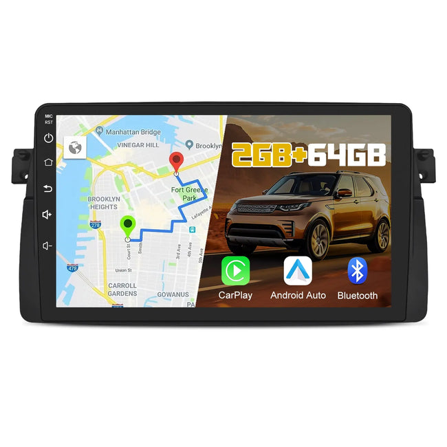 AWESAFE Autoradio 9 pouces Android 15 - 4G 4+64 Go avec Bluetooth/DSP - Android Auto & CarPlay sans fil - pour BMW E46, Rover 75, MG ZT AWESAFE