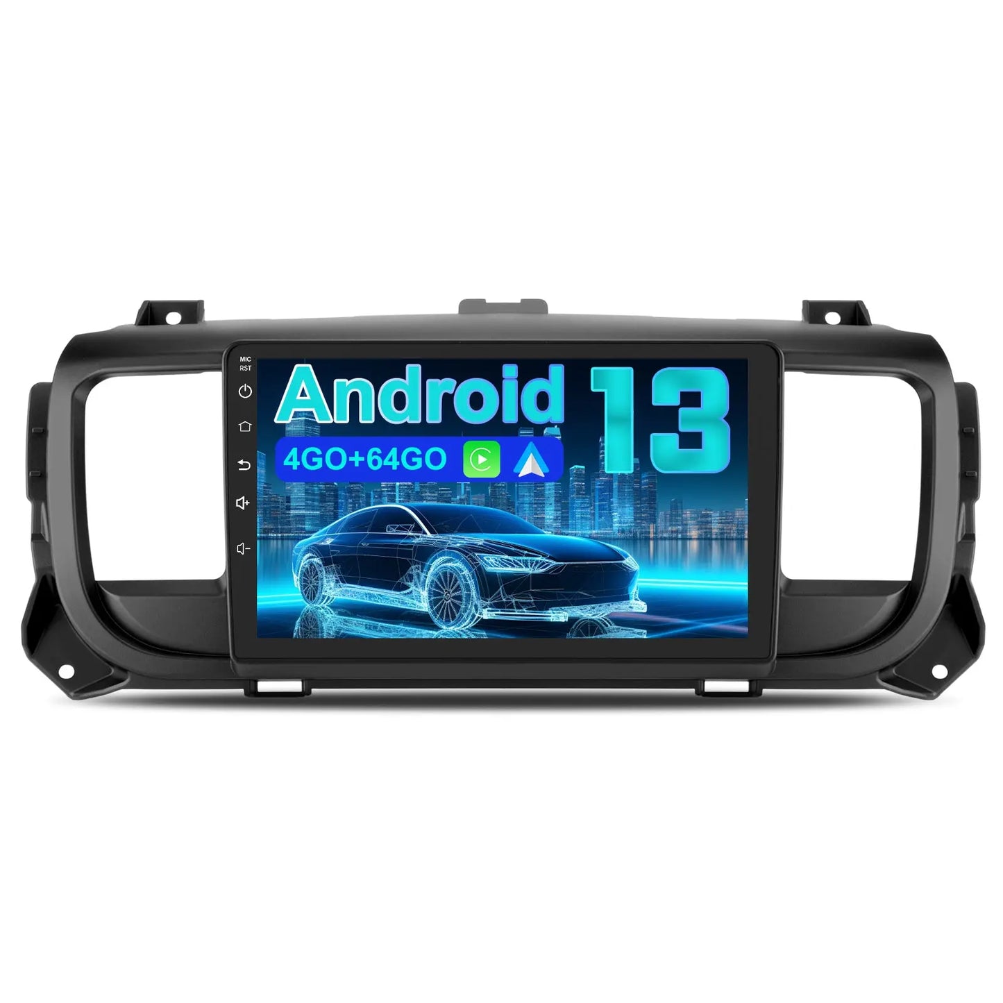 AWESAFE Autoradio 9 pouces Android 13 - 4G 4+64 Go avec Bluetooth/DSP - Android Auto & CarPlay sans fil - pour Peugeot Expert 3 Citroěn jumpy 3 SpaceTourer 2016-2021 AWESAFE