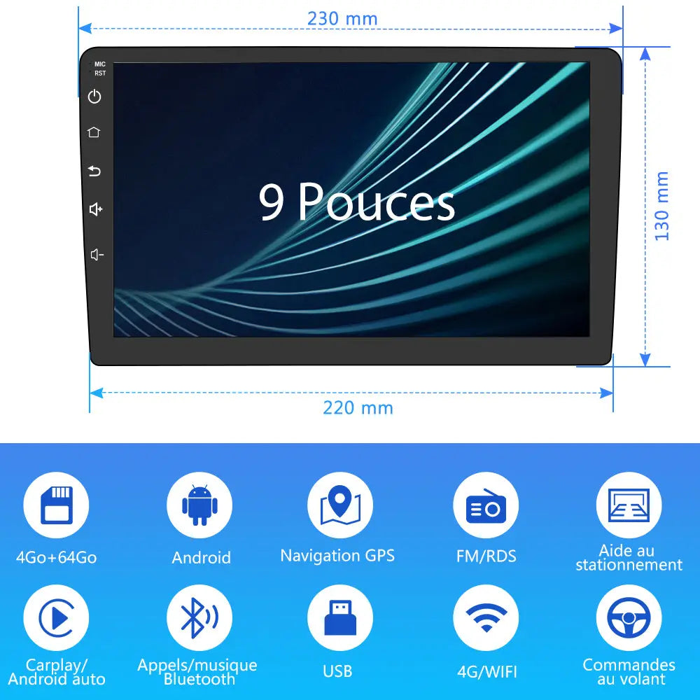 AWESAFE Autoradio 9 pouces Android 13 - 4G 4+64 Go avec Bluetooth/DSP - Android Auto & CarPlay sans fil - pour Peugeot Expert 3 Citroěn jumpy 3 SpaceTourer 2016-2021 AWESAFE