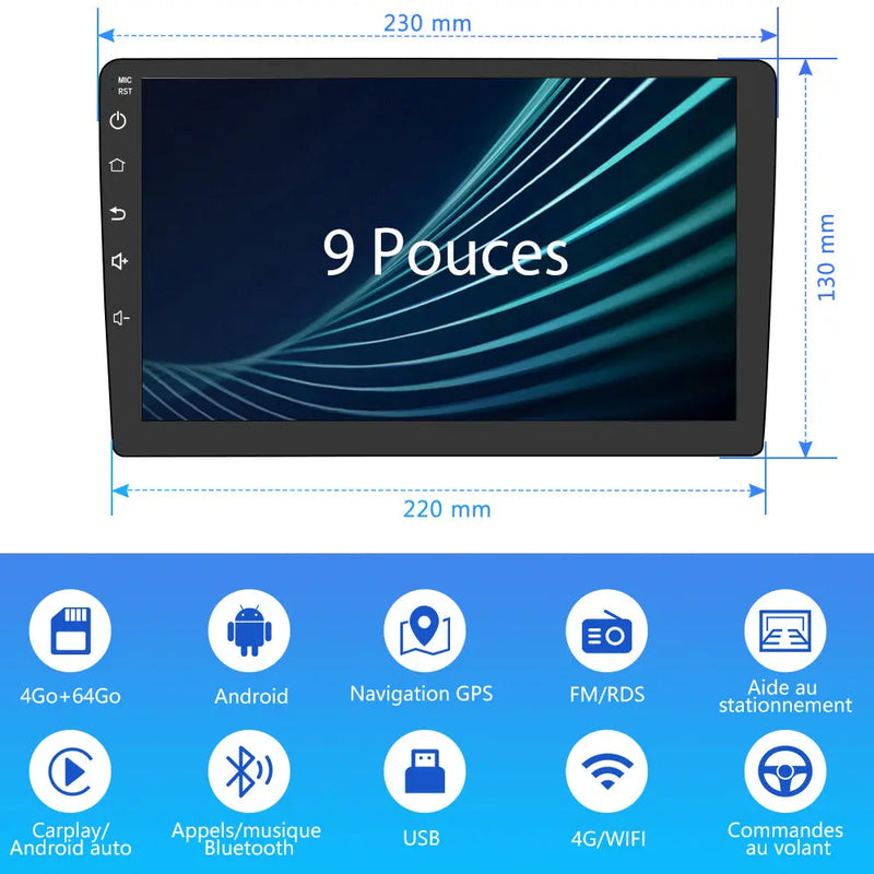 AWESAFE Autoradio 9 pouces Android 13 - 4G 4+64 Go avec Bluetooth/DSP - Android Auto & CarPlay sans fil - pour Peugeot Expert 3 Citroěn jumpy 3 SpaceTourer 2016-2021 AWESAFE