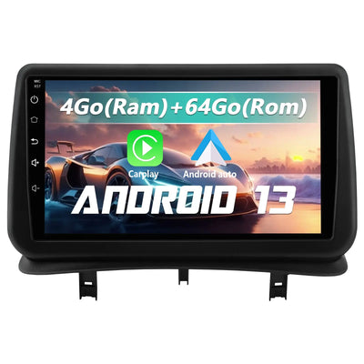 AWESAFE Autoradio 9 pouces Android 13 - 4G 4+64 Go avec Bluetooth/DSP - Android Auto & CarPlay sans fil - pour Renault Clio 3 (2005-2014) AWESAFE