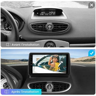 AWESAFE Autoradio 9 pouces Android 13 - 4G 4+64 Go avec Bluetooth/DSP - Android Auto & CarPlay sans fil - pour Renault Clio 3 (2005-2014) AWESAFE
