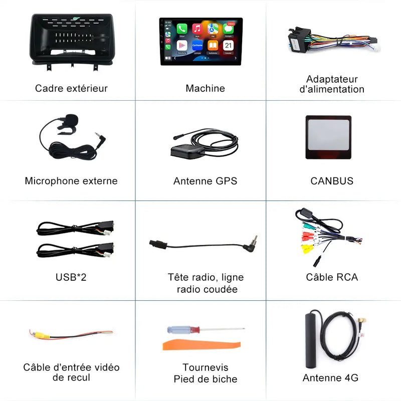 AWESAFE Autoradio 9 pouces Android 13 - 4G 4+64 Go avec Bluetooth/DSP - Android Auto & CarPlay sans fil - pour Renault Clio 3 (2005-2014) AWESAFE