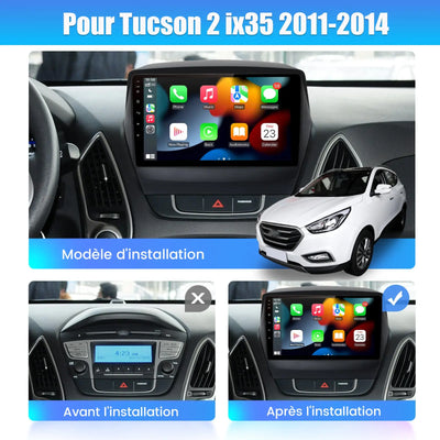 AWESAFE Autoradio 9 pouces Android 13 - 4G 4+64 Go avec Bluetooth/DSP/GPS - Android Auto & CarPlay sans fil - pour Hyundai Tucson 2  ix35（2011-2014） AWESAFE