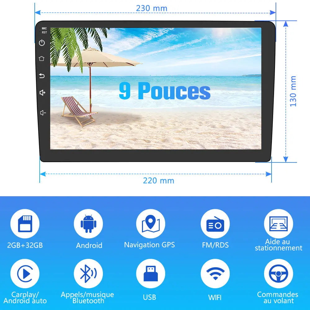 AWESAFE Autoradio 9 pouces Android 13 - 4G 4+64 Go avec Bluetooth/DSP/GPS - Android Auto & CarPlay sans fil - pour Hyundai Tucson 2  ix35（2011-2014） AWESAFE
