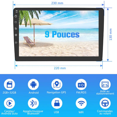 AWESAFE Autoradio 9 pouces Android 13 - 4G 4+64 Go avec Bluetooth/DSP/GPS - Android Auto & CarPlay sans fil - pour Hyundai Tucson 2  ix35（2011-2014） AWESAFE