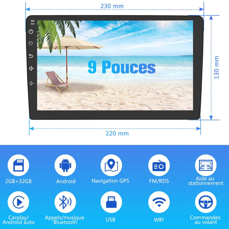 AWESAFE Autoradio 9 pouces Android 13 - 4G 4+64 Go avec Bluetooth/DSP/GPS - Android Auto & CarPlay sans fil - pour Hyundai Tucson 2  ix35（2011-2014） AWESAFE