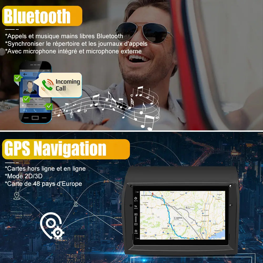 AWESAFE Autoradio 9 pouces Android 13 4G 6+128Go avec Bluetooth/DSP/GPS/Mirror Link/Android Auto & CarPlay sans fil - pour Citroen Jumper 2/ Peugeot Boxer 2/Fiat Ducato AWESAFE