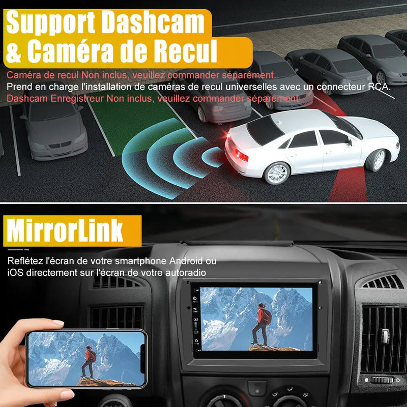 AWESAFE Autoradio 9 pouces Android 13 4G 6+128Go avec Bluetooth/DSP/GPS/Mirror Link/Android Auto & CarPlay sans fil - pour Citroen Jumper 2/ Peugeot Boxer 2/Fiat Ducato AWESAFE