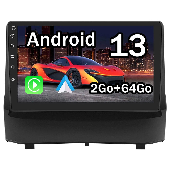 AWESAFE Autoradio 9 pouces IPS Android 13 2+64 Go avec Bluetooth, GPS, Android Auto & CarPlay sans fil - pour Ford Fiesta (2009-2014) AWESAFE