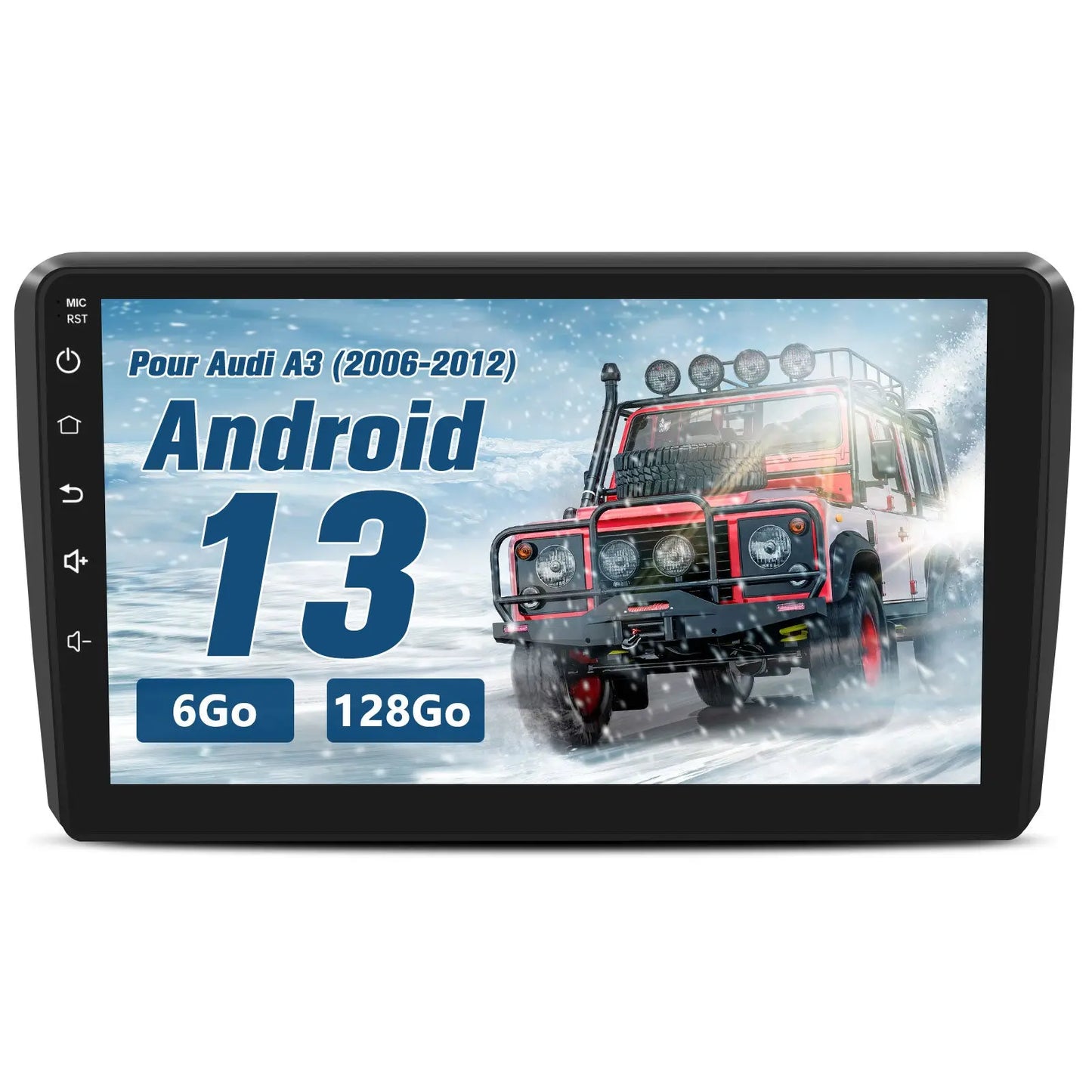 AWESAFE Autoradio 9'' Android 13 4G 6+128 Go avec Bluetooth/DSP/GPS/Mirror Link/Android Auto & CarPlay sans fil - pour Audi A3 2006-2012 AWESAFE