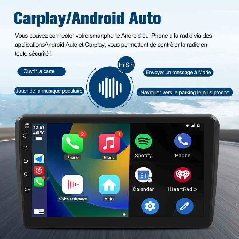 AWESAFE Autoradio 9'' Android 13 4G 6+128 Go avec Bluetooth/DSP/GPS/Mirror Link/Android Auto & CarPlay sans fil - pour Audi A3 2006-2012 AWESAFE