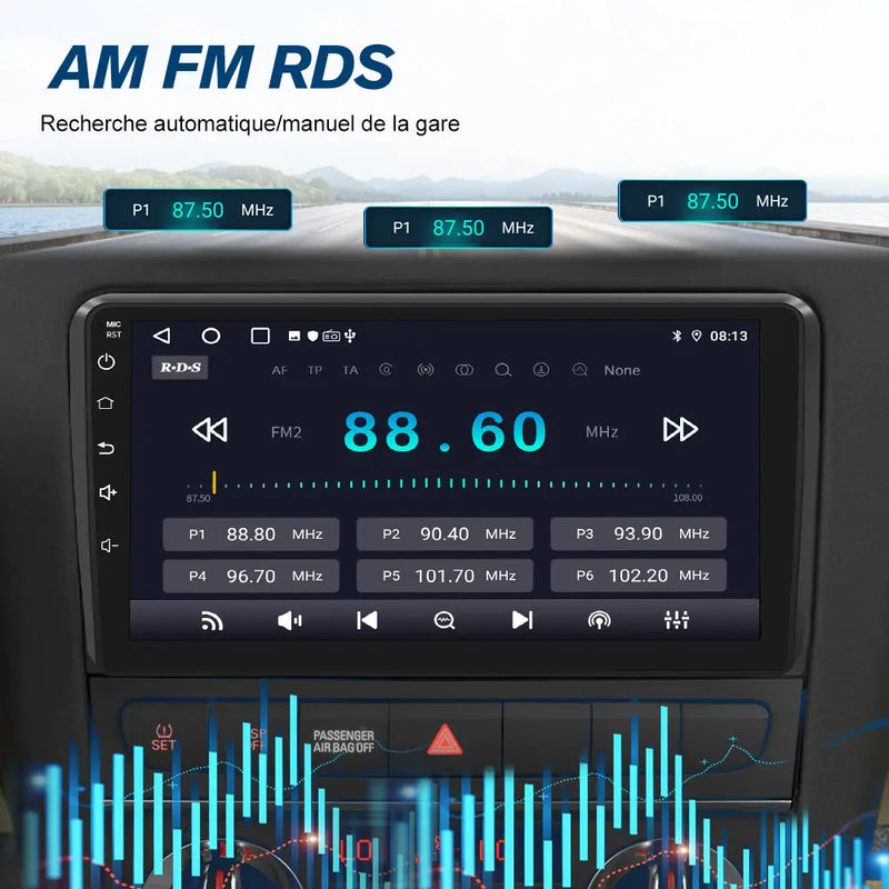 AWESAFE Autoradio 9'' Android 13 4G 6+128 Go avec Bluetooth/DSP/GPS/Mirror Link/Android Auto & CarPlay sans fil - pour Audi A3 2006-2012 AWESAFE
