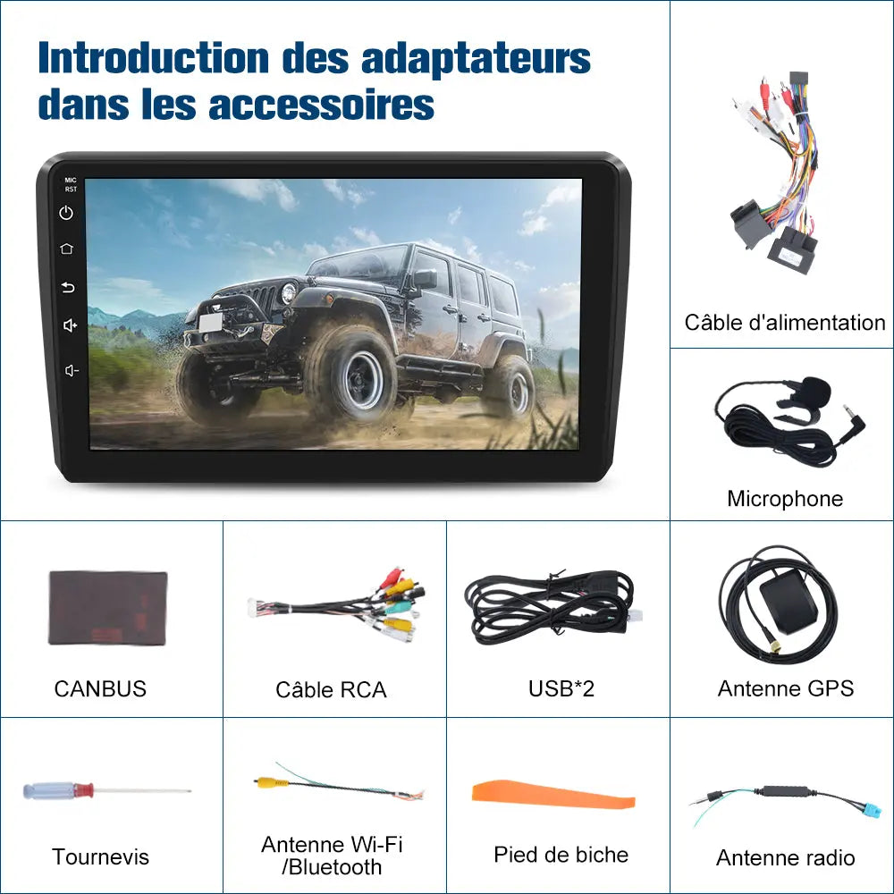 AWESAFE Autoradio 9'' Android 13 4G 6+128 Go avec Bluetooth/DSP/GPS/Mirror Link/Android Auto & CarPlay sans fil - pour Audi A3 2006-2012 AWESAFE