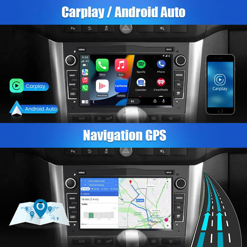 AWESAFE Autoradio Android 11 2 DIN 7" - GPS, CarPlay, DAB+, WiFi, Bluetooth, FM, MirrorLink - pour Opel Vivaro/Vectra/Combo/Corsa/Antara/Sigum/Zafira/Meriva/Astra AWESAFE