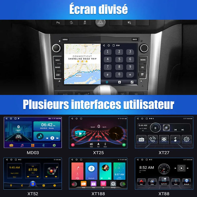 AWESAFE Autoradio Android 11 2 DIN 7" - GPS, CarPlay, DAB+, WiFi, Bluetooth, FM, MirrorLink - pour Opel Vivaro/Vectra/Combo/Corsa/Antara/Sigum/Zafira/Meriva/Astra AWESAFE