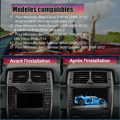 AWESAFE Autoradio Android 12 - 9 pouces, 2 Go + 64 Go, Caméra Recul pour Mercedes Sprinter/Classe A/Classe B/Classe V, Bluetooth, GPS, DSP, Android Auto et Carplay sans fil AWESAFE