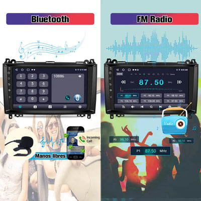 AWESAFE Autoradio Android 12 - 9 pouces, 2 Go + 64 Go, Caméra Recul pour Mercedes Sprinter/Classe A/Classe B/Classe V, Bluetooth, GPS, DSP, Android Auto et Carplay sans fil AWESAFE