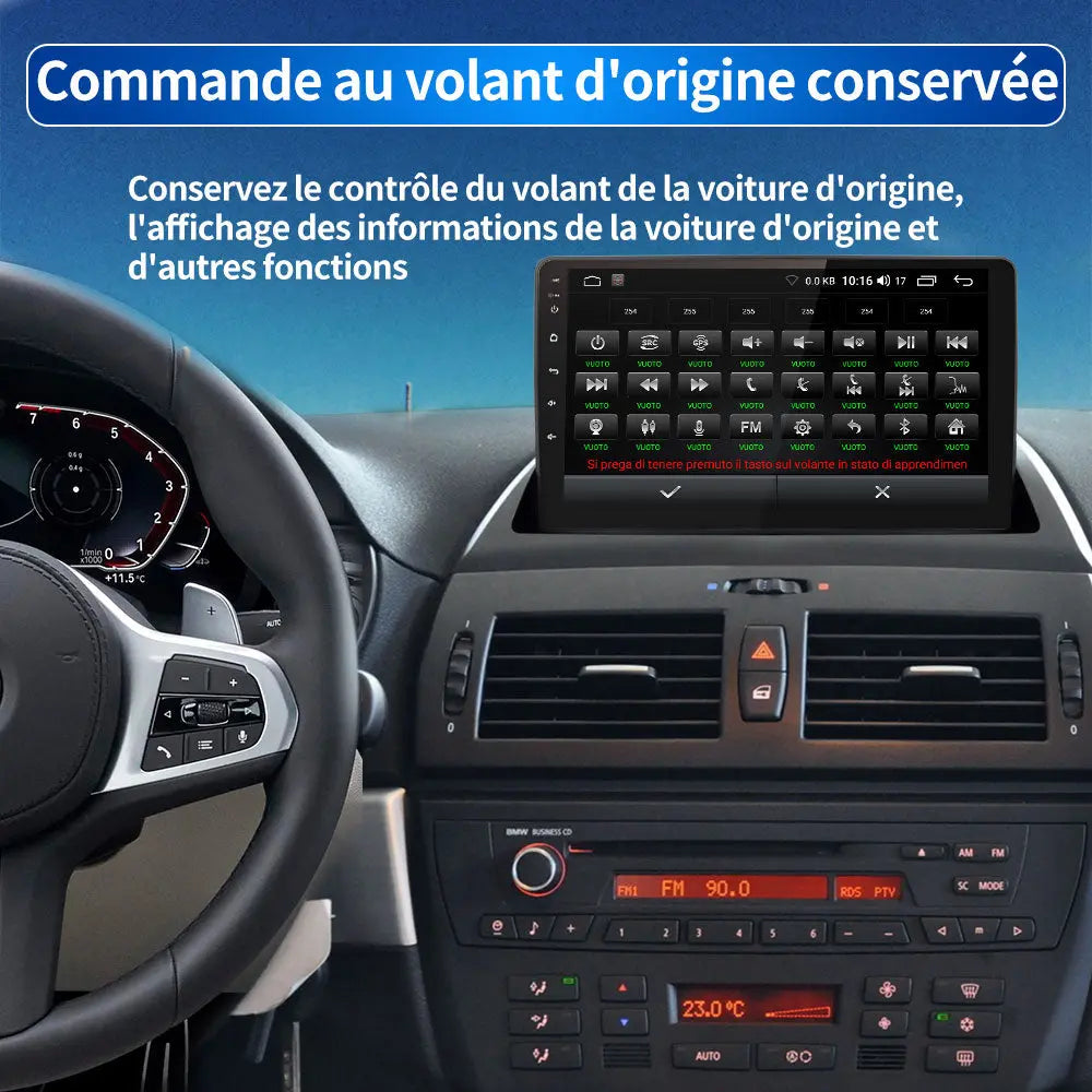 AWESAFE Autoradio Android 12 avec Carplay, Android Auto, Bluetooth, WiFi, FM, RDS | Écran 9 Pouces | 2G+32G | Compatible avec la Commande au Volant d'origine pour BMW X3 E83 2004-2012 AWESAFE