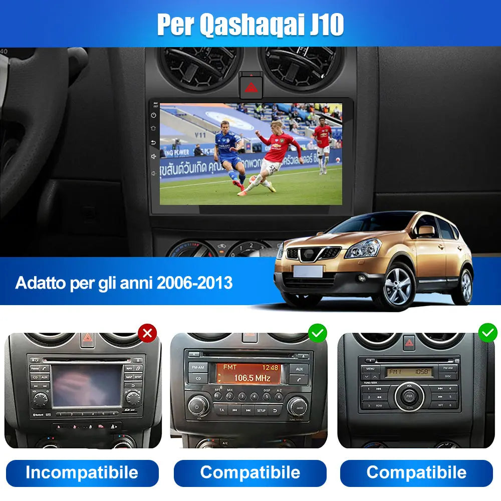 AWESAFE Autoradio Android 12 per Nissan Qashqai J10 (2G+32GB) 2006-2013 con CarPlay Android Auto MirrorLink Bluetooth FM RDS Comandi al Volante WIFI GPS Navigatore AWESAFE