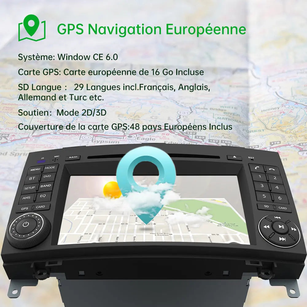 AWESAFE Autoradio Android 12 pour Mercedes Benz B Class B200 Vito Viano W245 W169 W639 W245 W906 Sprinter[2Go+32Go] avec 7 Pouces Écran Tacile Carplay Android Auto GPS Bluetooth SWC FM RDS AWESAFE