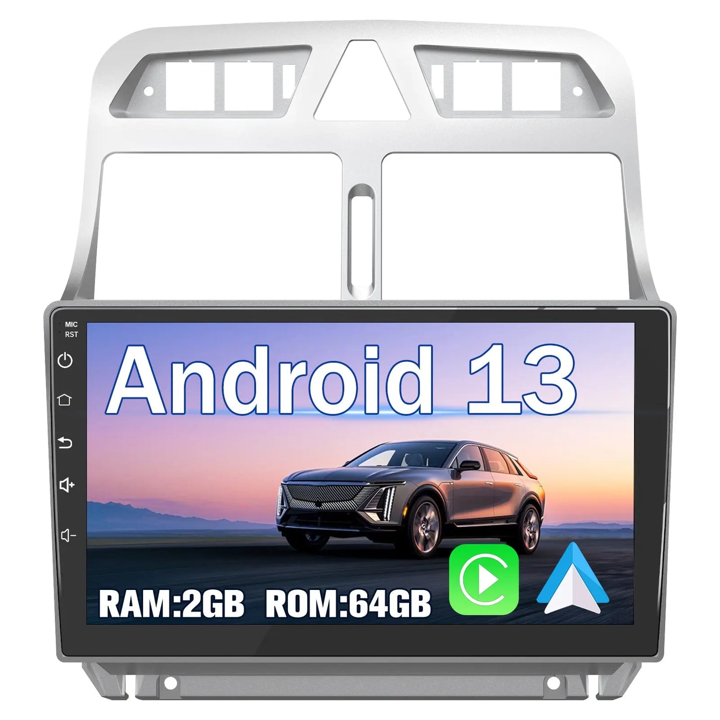 AWESAFE Autoradio Android 12 pour Peugeot 307 307CC 307SW (2002-2013) [2Go+32Go] avec 9 Pouces Écran Tactile Carplay Android Auto GPS Bluetooth Wi-FI/Commande au Volant/Aide au Parking AWESAFE