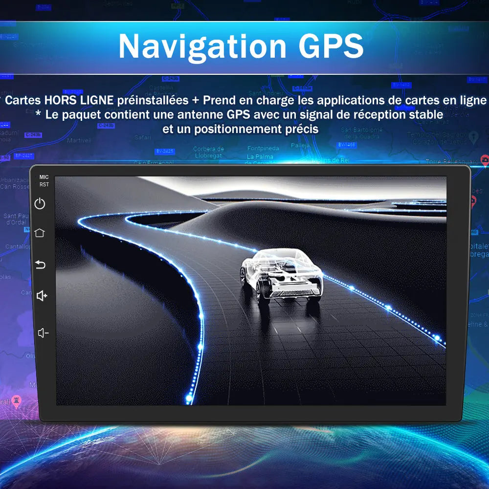 AWESAFE Autoradio Android 13 10 Pouces pour Peugeot 206 2002-2010, GPS Navigation, 2+32Go, Mirror Link, FM, Bluetooth, USB, WIFI, Carplay Android Auto, Aide Stationnement, Commandes Volant AWESAFE