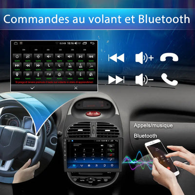 AWESAFE Autoradio Android 13 10 Pouces pour Peugeot 206 2002-2010, GPS Navigation, 2+32Go, Mirror Link, FM, Bluetooth, USB, WIFI, Carplay Android Auto, Aide Stationnement, Commandes Volant AWESAFE