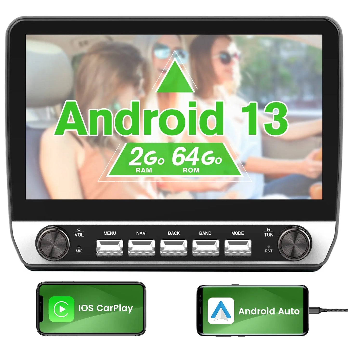 AWESAFE Autoradio Android 13 10,1 pouces 2+64 Go Citroën Jumper 2/Peugeot Boxer 2/Fiat Ducato 2006-2013, Bluetooth, GPS, Android Auto/Carplay sans fil AWESAFE