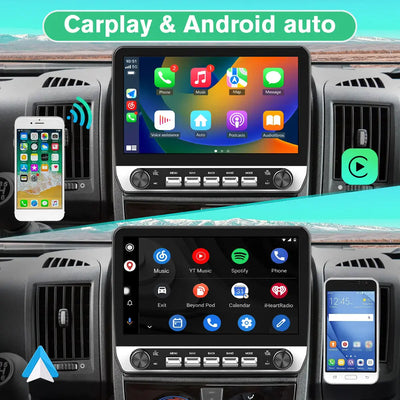 AWESAFE Autoradio Android 13 10,1 pouces 2+64 Go Citroën Jumper 2/Peugeot Boxer 2/Fiat Ducato 2006-2013, Bluetooth, GPS, Android Auto/Carplay sans fil AWESAFE