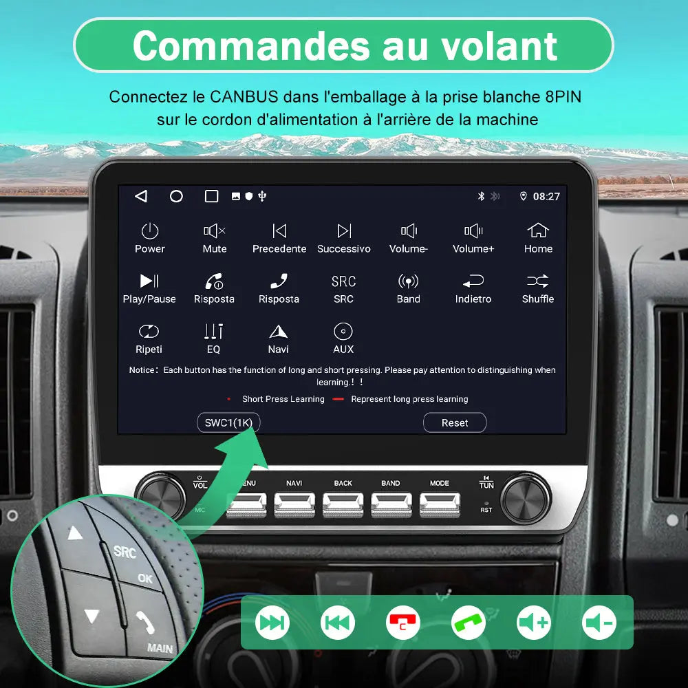 AWESAFE Autoradio Android 13 10,1 pouces 2+64 Go Citroën Jumper 2/Peugeot Boxer 2/Fiat Ducato 2006-2013, Bluetooth, GPS, Android Auto/Carplay sans fil AWESAFE