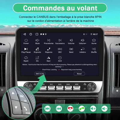 AWESAFE Autoradio Android 13 10,1 pouces 2+64 Go Citroën Jumper 2/Peugeot Boxer 2/Fiat Ducato 2006-2013, Bluetooth, GPS, Android Auto/Carplay sans fil AWESAFE