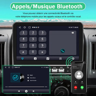 AWESAFE Autoradio Android 13 10,1 pouces 2+64 Go Citroën Jumper 2/Peugeot Boxer 2/Fiat Ducato 2006-2013, Bluetooth, GPS, Android Auto/Carplay sans fil AWESAFE