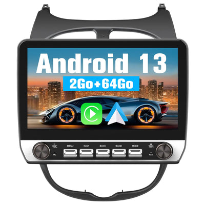 AWESAFE Autoradio Android 13 10,1 pouces tactile 2+64 Go double rotatif pour Peugeot 206/206cc 2002-2010 avec Bluetooth GPS Android Auto et Carplay sans fil AWESAFE