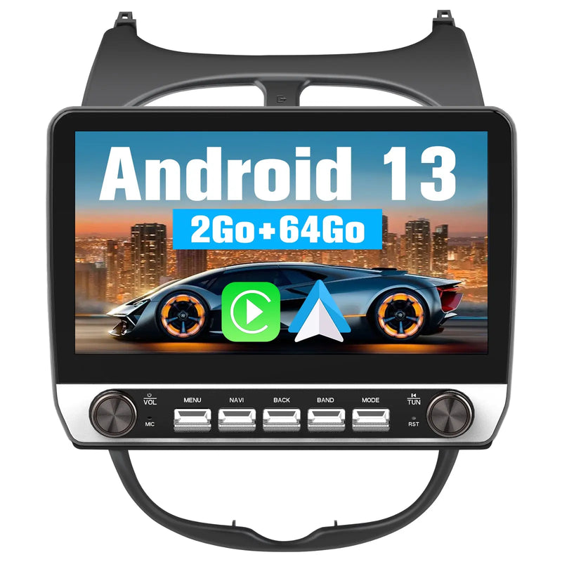 AWESAFE Autoradio Android 13 10,1 pouces tactile 2+64 Go double rotatif pour Peugeot 206/206cc 2002-2010 avec Bluetooth GPS Android Auto et Carplay sans fil AWESAFE