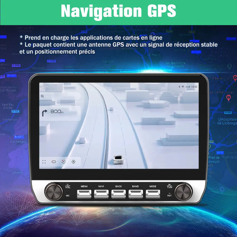 AWESAFE Autoradio Android 13 10,1 pouces tactile 2+64 Go double rotatif pour Peugeot 206/206cc 2002-2010 avec Bluetooth GPS Android Auto et Carplay sans fil AWESAFE