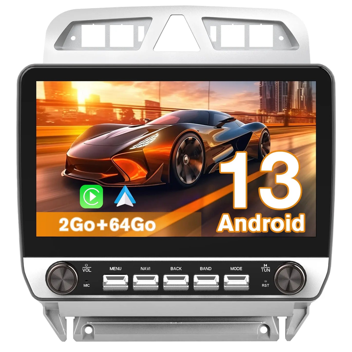 AWESAFE Autoradio Android 13 10,1 pouces tactile 2+64 Go pour Peugeot 307 SW CC 2002-2013 avec Bluetooth GPS Android Auto et Carplay sans fil AWESAFE