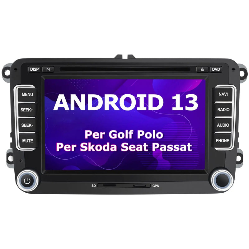 AWESAFE Autoradio Android 13 2+32GB per Golf Polo Per Skoda Seat Passat - GPS/Bluetooth/SW con CarPlay e Android Auto AWESAFE