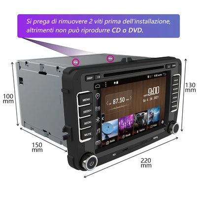 AWESAFE Autoradio Android 13 2+32GB per Golf Polo Per Skoda Seat Passat - GPS/Bluetooth/SW con CarPlay e Android Auto AWESAFE