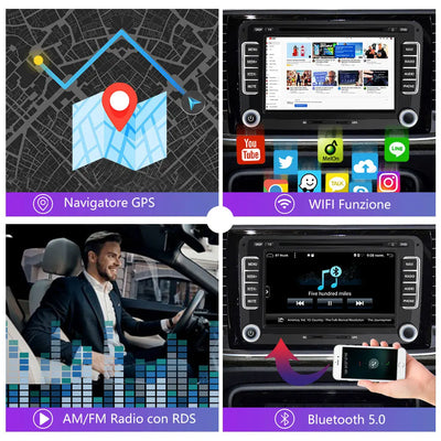 AWESAFE Autoradio Android 13 2+32GB per Golf Polo Per Skoda Seat Passat - GPS/Bluetooth/SW con CarPlay e Android Auto AWESAFE