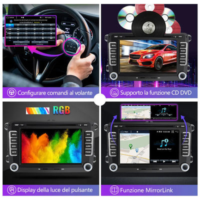 AWESAFE Autoradio Android 13 2+32GB per Golf Polo Per Skoda Seat Passat - GPS/Bluetooth/SW con CarPlay e Android Auto AWESAFE