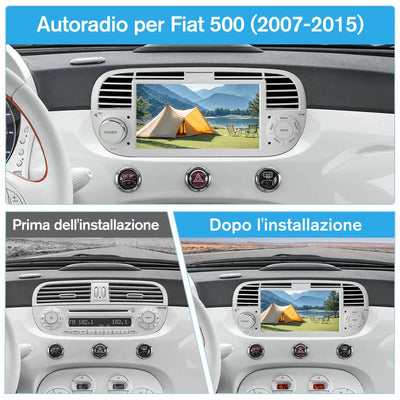 AWESAFE Autoradio Android 13 2+64GB Bianco con Schermo Touchscreen HD 7 Pollici - Per Fiat 500 2007-2015 - Telecamera Posteriore, Bluetooth/Mirror Link con CarPlay Wireless e Android Auto AWESAFE SHOP