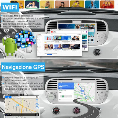 AWESAFE Autoradio Android 13 2+64GB Bianco con Schermo Touchscreen HD 7 Pollici - Per Fiat 500 2007-2015 - Telecamera Posteriore, Bluetooth/Mirror Link con CarPlay Wireless e Android Auto AWESAFE SHOP
