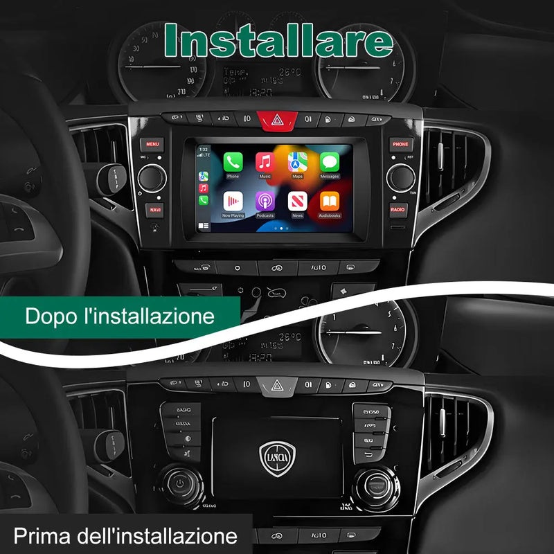 AWESAFE Autoradio Android 13 2+64GB Nero con Schermo Touchscreen 7 Pollici - Per Lancia Ypsilon 2012-2020 - Bluetooth/WiFi/Mirror Link con CarPlay Wireless e Android Auto AWESAFE