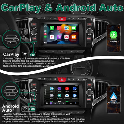 AWESAFE Autoradio Android 13 2+64GB Nero con Schermo Touchscreen 7 Pollici - Per Lancia Ypsilon 2012-2020 - Bluetooth/WiFi/Mirror Link con CarPlay Wireless e Android Auto AWESAFE