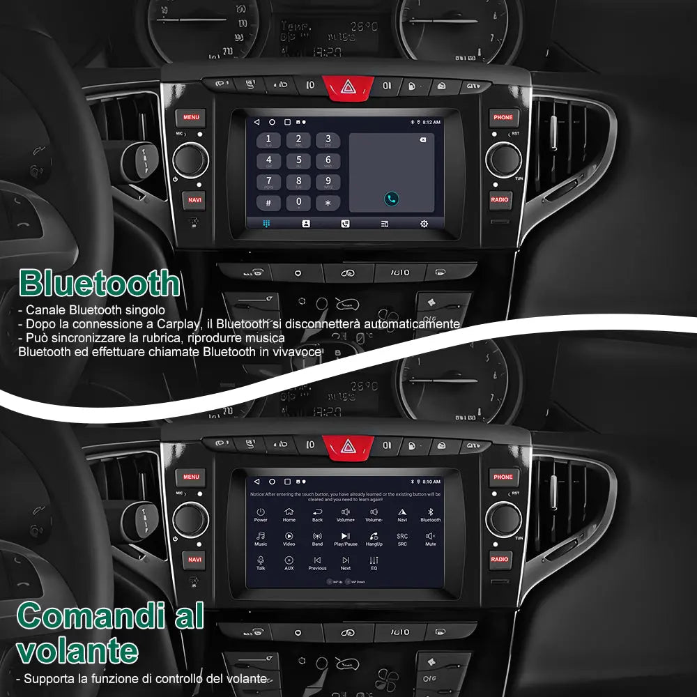 AWESAFE Autoradio Android 13 2+64GB Nero con Schermo Touchscreen 7 Pollici - Per Lancia Ypsilon 2012-2020 - Bluetooth/WiFi/Mirror Link con CarPlay Wireless e Android Auto AWESAFE