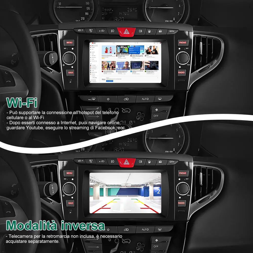 AWESAFE Autoradio Android 13 2+64GB Nero con Schermo Touchscreen 7 Pollici - Per Lancia Ypsilon 2012-2020 - Bluetooth/WiFi/Mirror Link con CarPlay Wireless e Android Auto AWESAFE