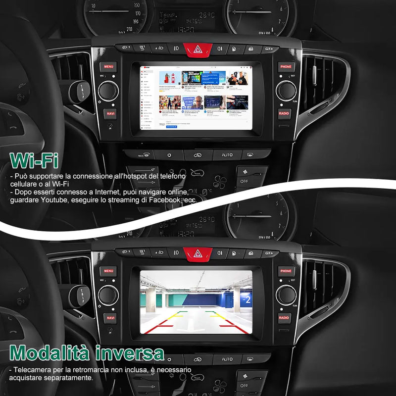 AWESAFE Autoradio Android 13 2+64GB Nero con Schermo Touchscreen 7 Pollici - Per Lancia Ypsilon 2012-2020 - Bluetooth/WiFi/Mirror Link con CarPlay Wireless e Android Auto AWESAFE