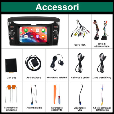 AWESAFE Autoradio Android 13 2+64GB Nero con Schermo Touchscreen 7 Pollici - Per Lancia Ypsilon 2012-2020 - Bluetooth/WiFi/Mirror Link con CarPlay Wireless e Android Auto AWESAFE