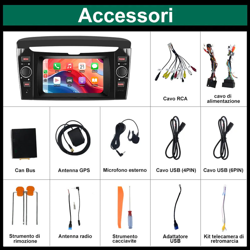 AWESAFE Autoradio Android 13 2+64GB Nero con Schermo Touchscreen 7 Pollici - Per Lancia Ypsilon 2012-2020 - Bluetooth/WiFi/Mirror Link con CarPlay Wireless e Android Auto AWESAFE